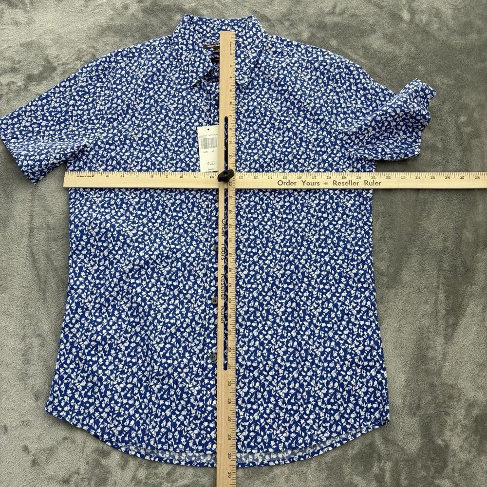 Michael Kors Slim Fit Short Sleeve Shirt in Blue/White Floral Print - Picture 5 of 5